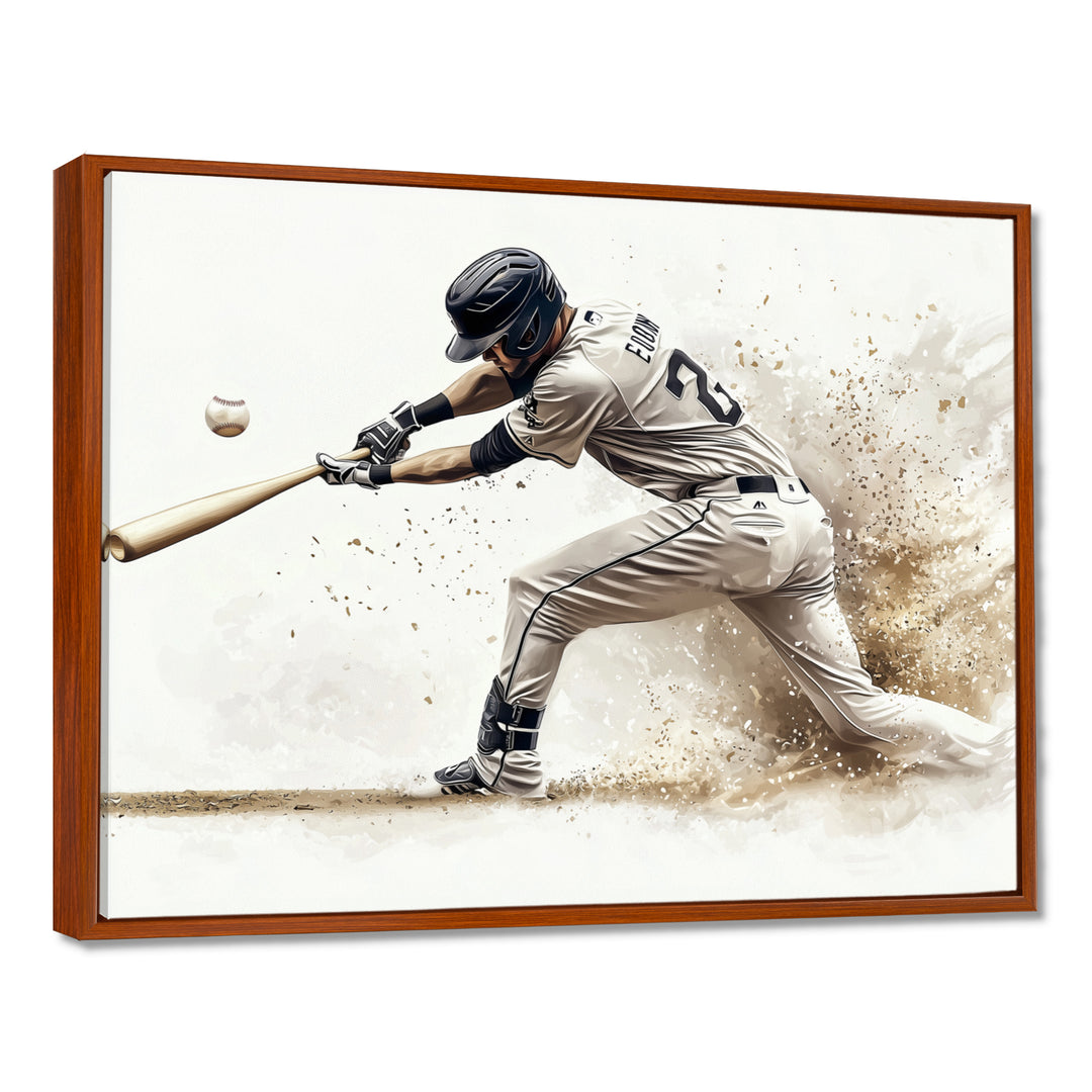 Minimal Black And White Baseball Swing I - Sport Baseball Canvas Wall Art