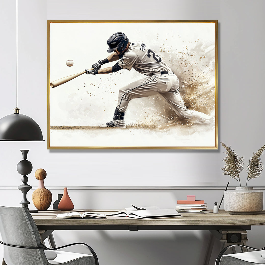 Minimal Black And White Baseball Swing I - Sport Baseball Canvas Wall Art