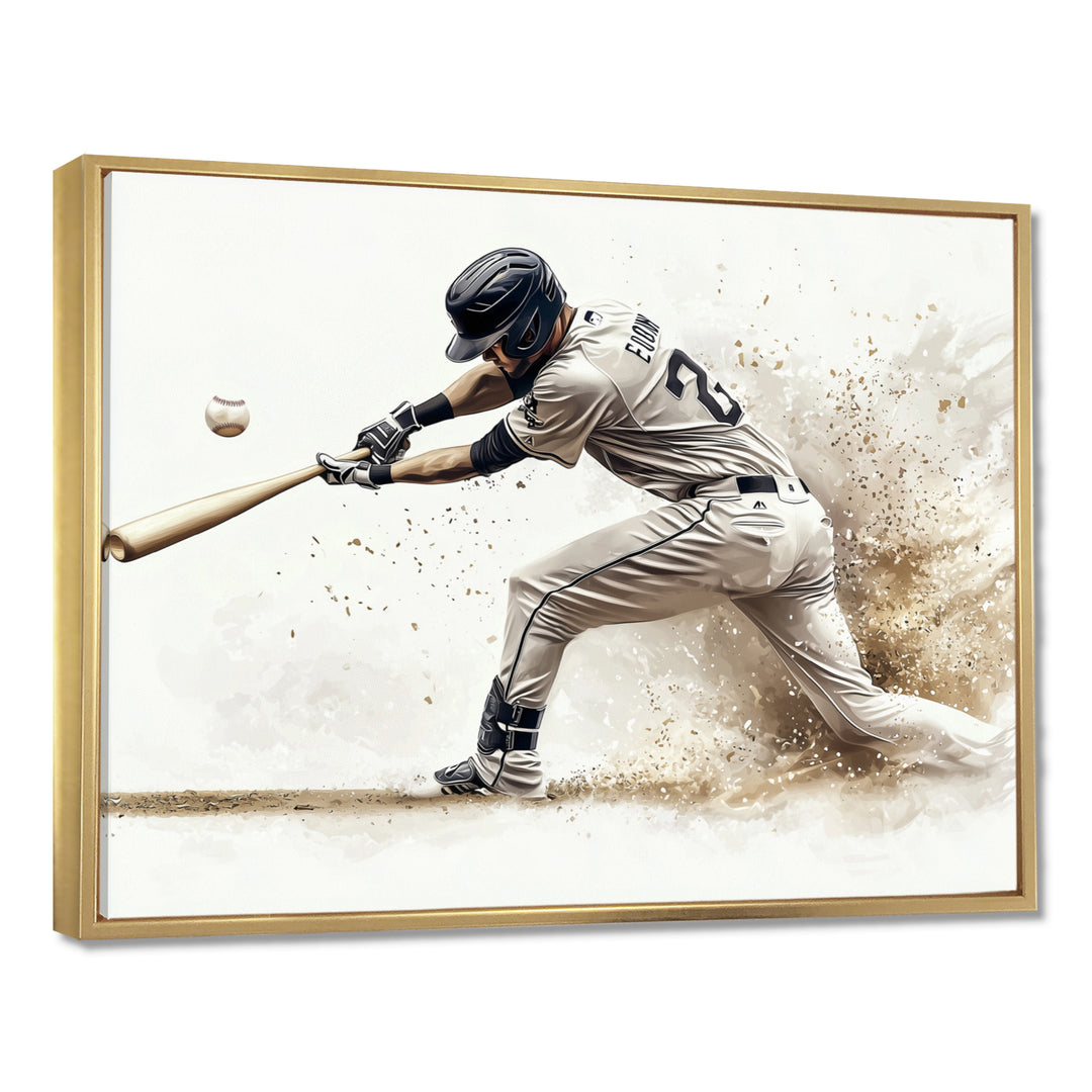 Minimal Black And White Baseball Swing I - Sport Baseball Canvas Wall Art