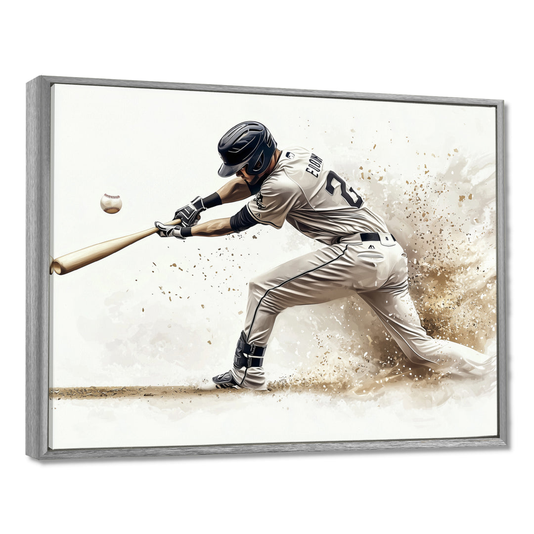 Minimal Black And White Baseball Swing I - Sport Baseball Canvas Wall Art
