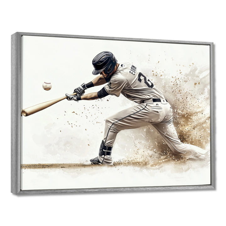 Minimal Black And White Baseball Swing I - Sport Baseball Canvas Wall Art