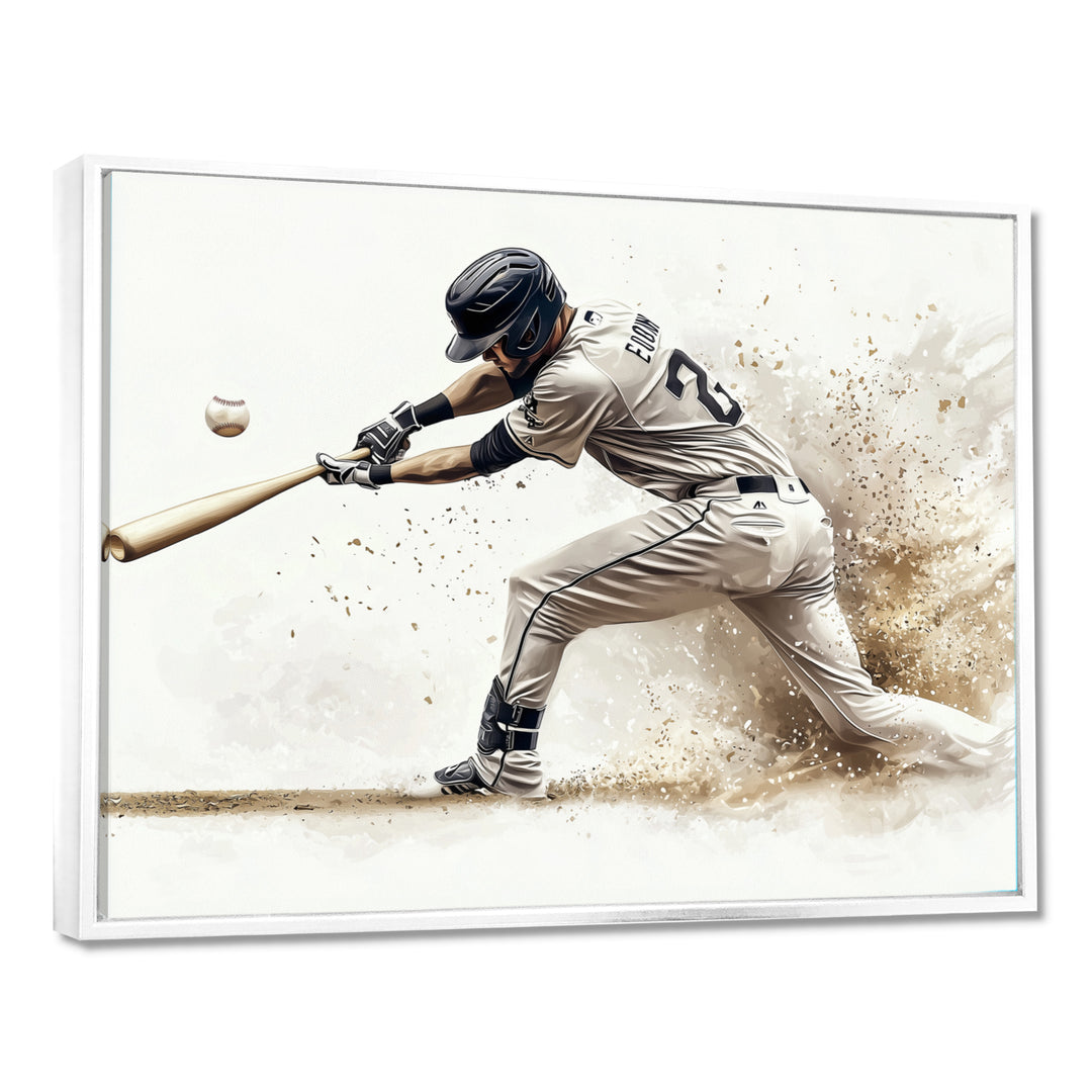 Minimal Black And White Baseball Swing I - Sport Baseball Canvas Wall Art