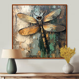 Green Brown Dragonfly's Forest Fusion - Green Dragonfly Wall Art