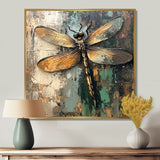 Green Brown Dragonfly's Forest Fusion - Green Dragonfly Wall Art
