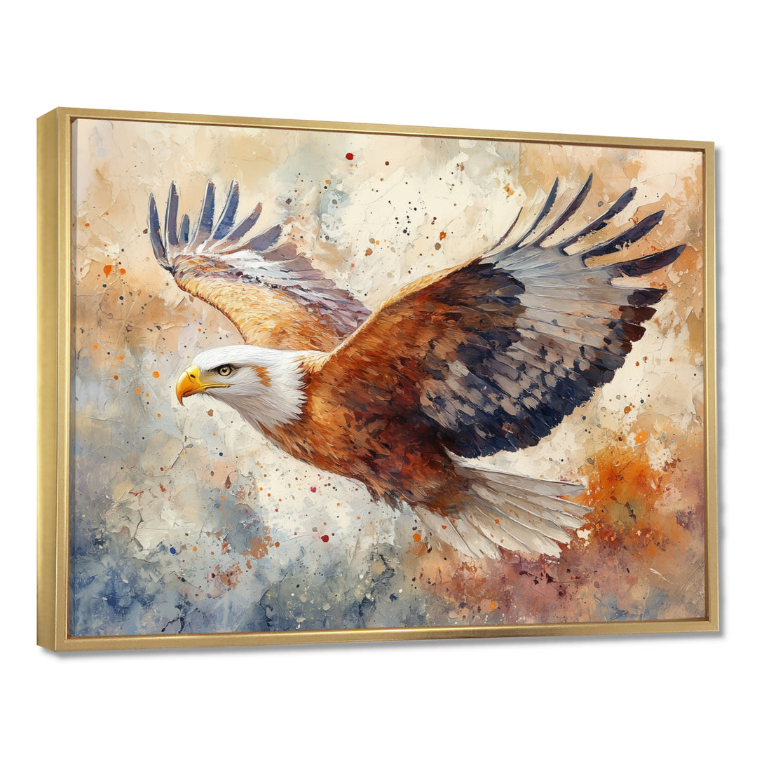 Brown Yellow Bold Eagle Soaring High - Eagle Home Decor Art