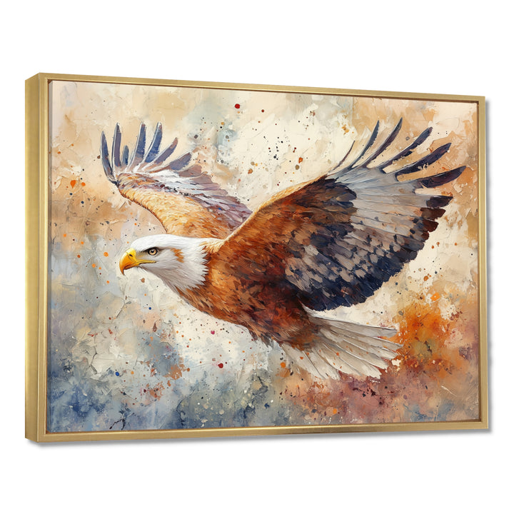 Brown Yellow Bold Eagle Soaring High - Eagle Home Decor Art