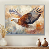 Brown Yellow Bold Eagle Soaring High - Eagle Home Decor Art