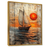 Orange Sunset Aegean Greek Trireme Ship - Boat Sailing Canvas Wall Art