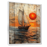 Orange Sunset Aegean Greek Trireme Ship - Boat Sailing Canvas Wall Art