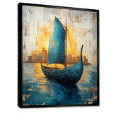 Blue Ancient Glory Greek Trireme Ship - Vikings Boat Canvas Wall Art