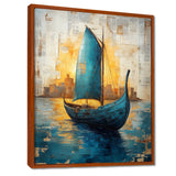 Blue Ancient Glory Greek Trireme Ship - Vikings Boat Canvas Wall Art