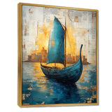 Blue Ancient Glory Greek Trireme Ship - Vikings Boat Canvas Wall Art
