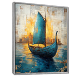 Blue Ancient Glory Greek Trireme Ship - Vikings Boat Canvas Wall Art
