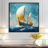 White Greek Triumph Greek Trireme Ship - Vikings Boat Canvas Wall Art