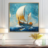 White Greek Triumph Greek Trireme Ship - Vikings Boat Canvas Wall Art