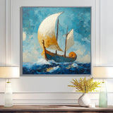White Greek Triumph Greek Trireme Ship - Vikings Boat Canvas Wall Art