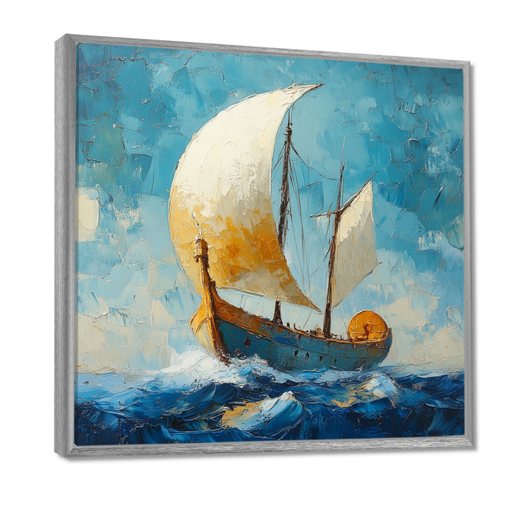 White Greek Triumph Greek Trireme Ship - Vikings Boat Canvas Wall Art
