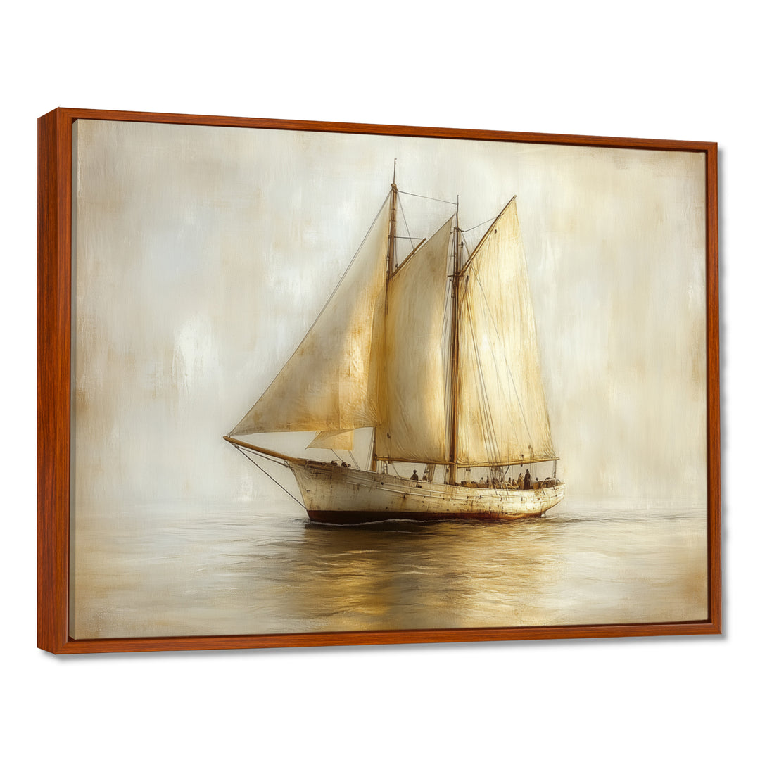 White Sailing Aegean Greek Trireme Ship - Boat Sailing Canvas Wall Art
