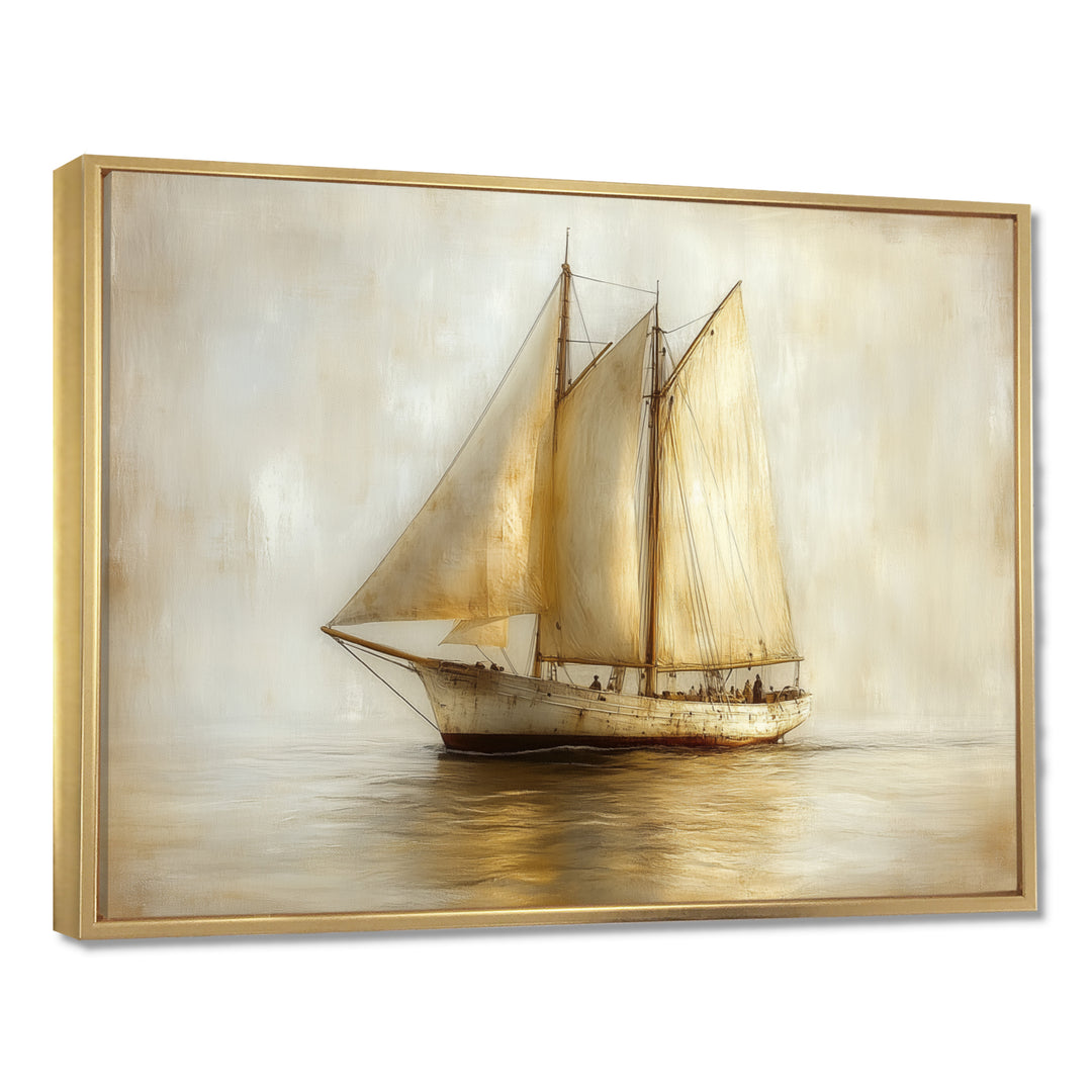 White Sailing Aegean Greek Trireme Ship - Boat Sailing Canvas Wall Art