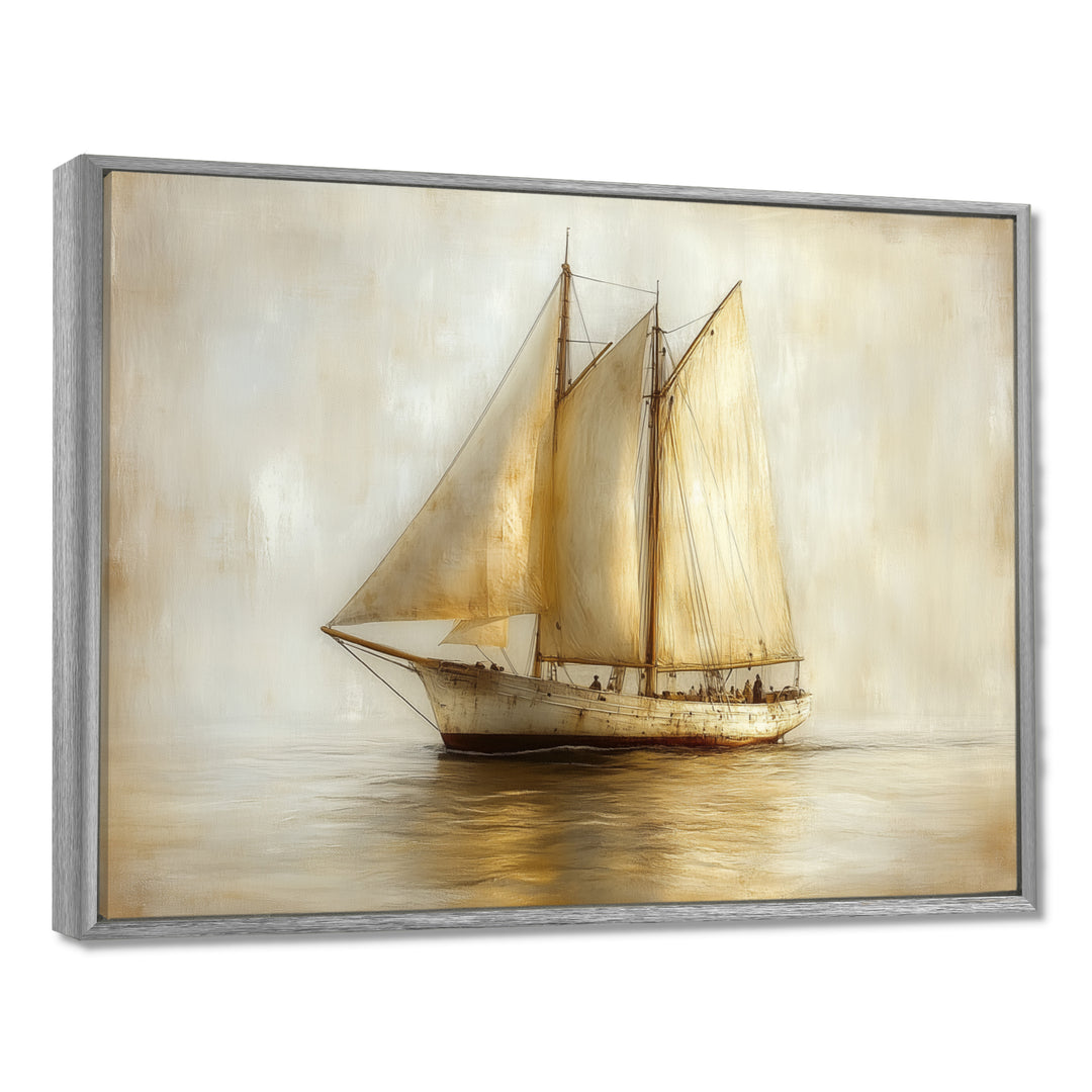 White Sailing Aegean Greek Trireme Ship - Boat Sailing Canvas Wall Art