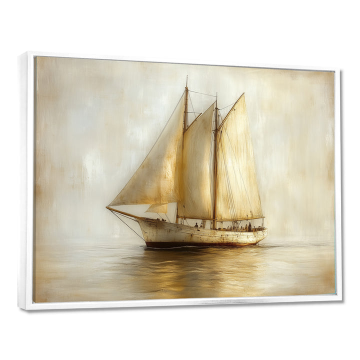 White Sailing Aegean Greek Trireme Ship - Boat Sailing Canvas Wall Art