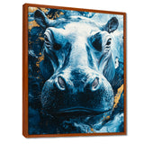 Blue Hippo Portrait - Hippopotamus Bedroom Wall Art