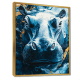 Blue Hippo Portrait - Hippopotamus Bedroom Wall Art