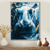 Blue Hippo Portrait - Hippopotamus Bedroom Wall Art