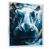 Blue Hippo Portrait - Hippopotamus Bedroom Wall Art