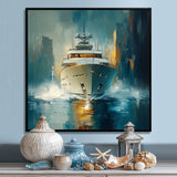 Green Yellow Yacht Horizon - Boat Yacht Canvas Wall Art