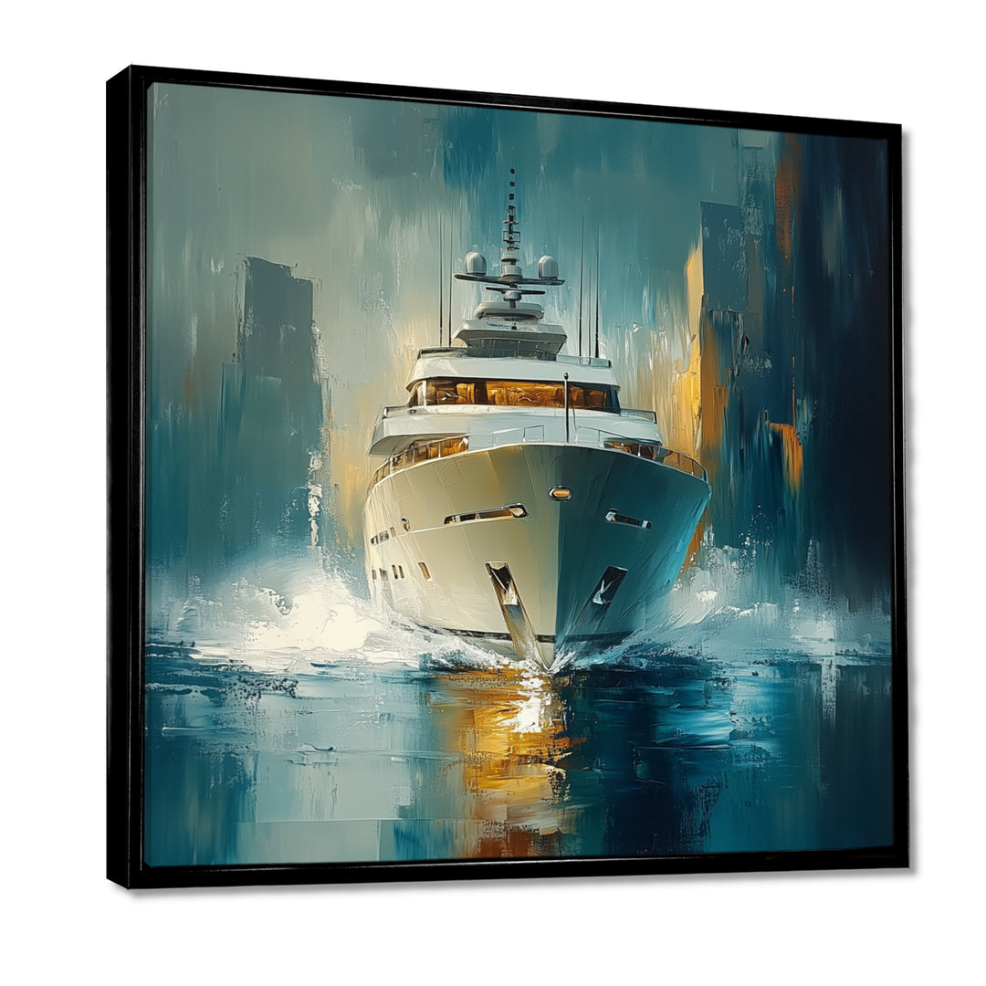 Green Yellow Yacht Horizon - Boat Yacht Canvas Wall Art