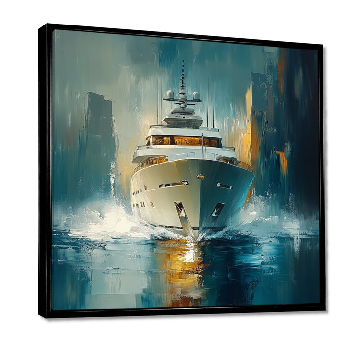 Green Yellow Yacht Horizon - Boat Yacht Canvas Wall Art