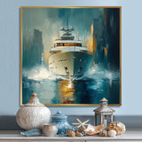 Green Yellow Yacht Horizon - Boat Yacht Canvas Wall Art