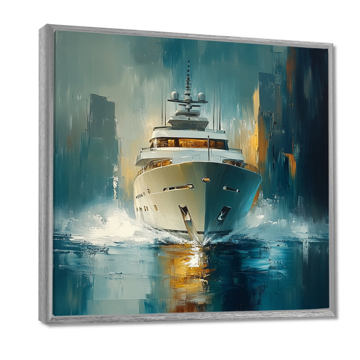 Green Yellow Yacht Horizon - Boat Yacht Canvas Wall Art