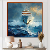 Blue Sophistication With Yellow Boat Yacht Blend - Boat Yacht Canvas Wall Art