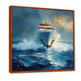 Blue Sophistication With Yellow Boat Yacht Blend - Boat Yacht Canvas Wall Art