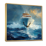 Blue Sophistication With Yellow Boat Yacht Blend - Boat Yacht Canvas Wall Art