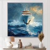 Blue Sophistication With Yellow Boat Yacht Blend - Boat Yacht Canvas Wall Art