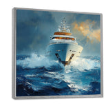 Blue Sophistication With Yellow Boat Yacht Blend - Boat Yacht Canvas Wall Art