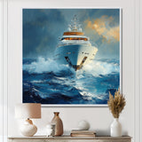 Blue Sophistication With Yellow Boat Yacht Blend - Boat Yacht Canvas Wall Art