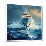 Blue Sophistication With Yellow Boat Yacht Blend - Boat Yacht Canvas Wall Art