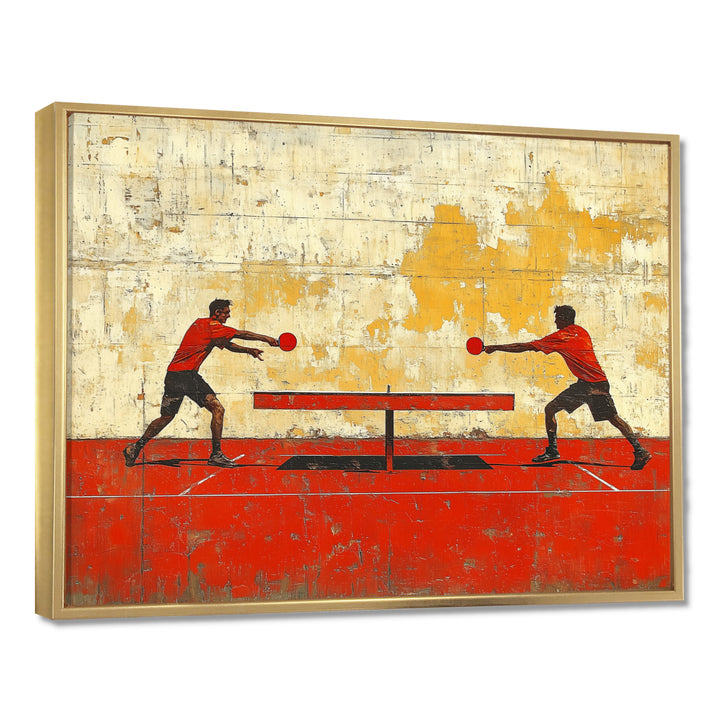 Red And Gold Ping Pong Competition - Sport Pingpong Canvas Wall Art
