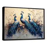 Blue Classic Peacocks Reunion - Peacock Wall Art Prints