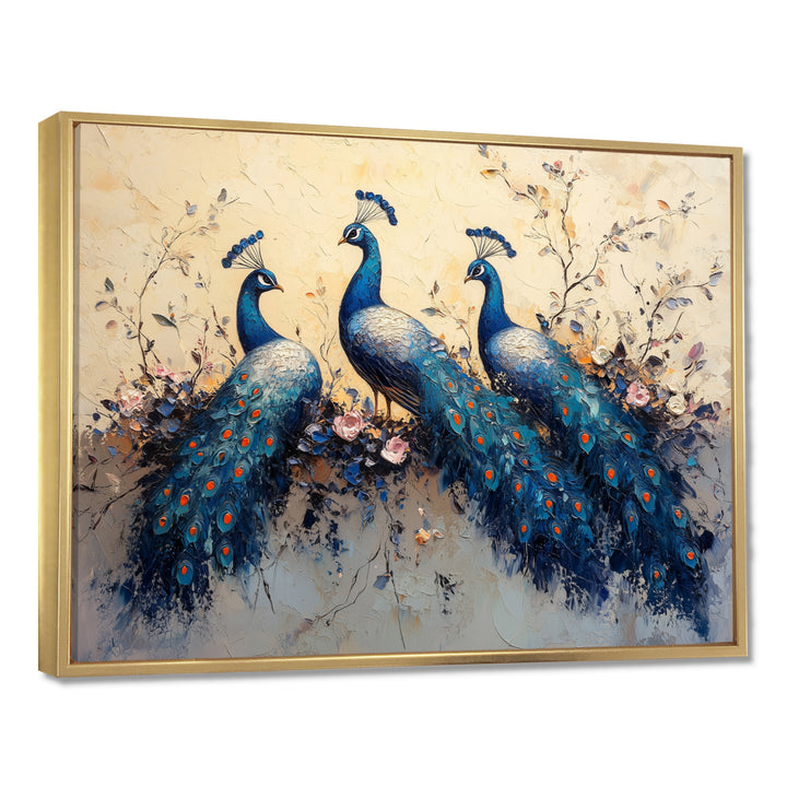 Blue Classic Peacocks Reunion - Peacock Wall Art Prints