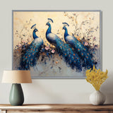 Blue Classic Peacocks Reunion - Peacock Wall Art Prints