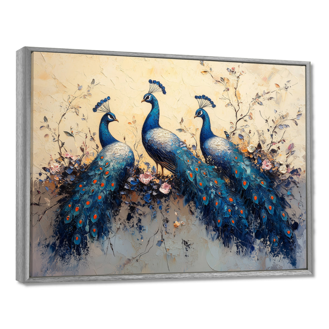 Blue Classic Peacocks Reunion - Peacock Wall Art Prints