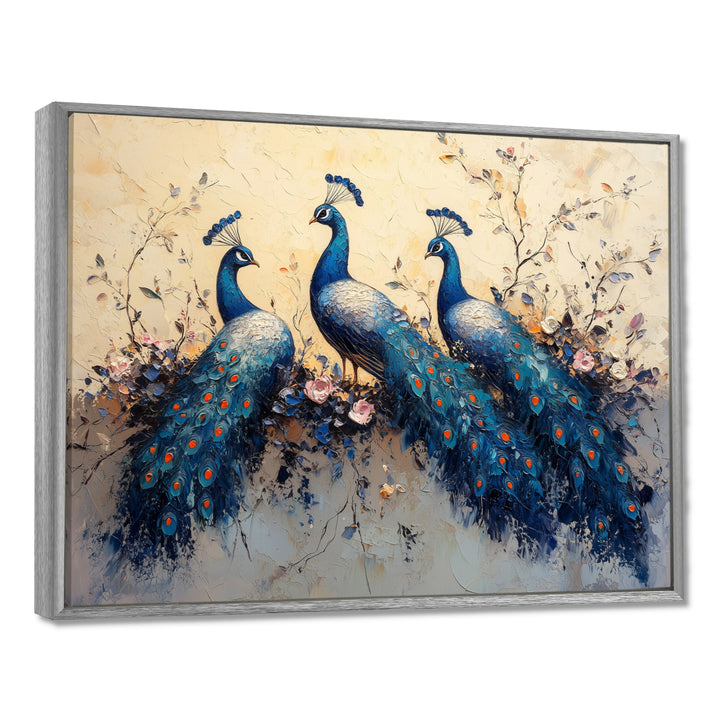 Blue Classic Peacocks Reunion - Peacock Wall Art Prints