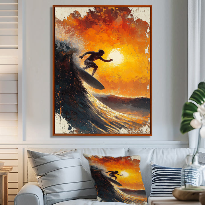 Yellow Surfing Competition - Surfing Canvas Wall Art