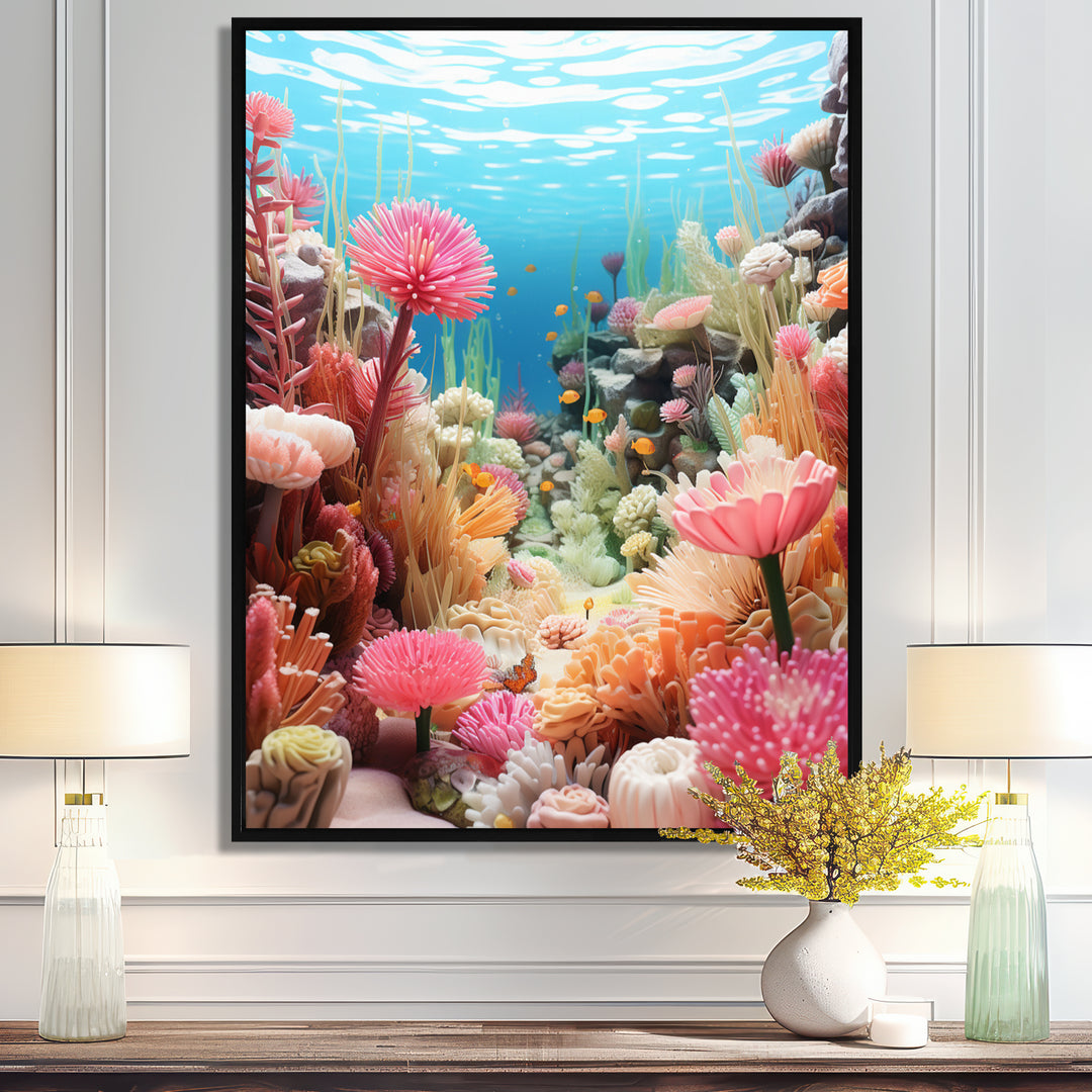 Pink Oceanic Coral Floral Dreams - Blue Coral Wall Art