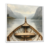 Brown Vikings Boat Fjords Tranquility I - Vikings Boat Canvas Wall Art